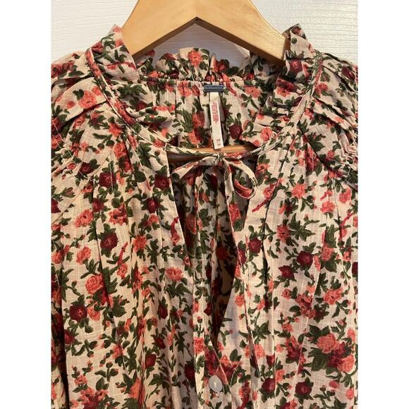 Free People Meant to Be Floral Cotton Long sleeve blouse size XSmall - Picture 11 of 12